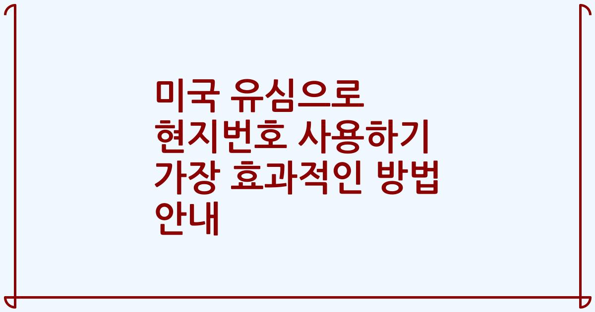 미국 유심으로 현지번호 사용하기 가장 효과적인 방법 안내