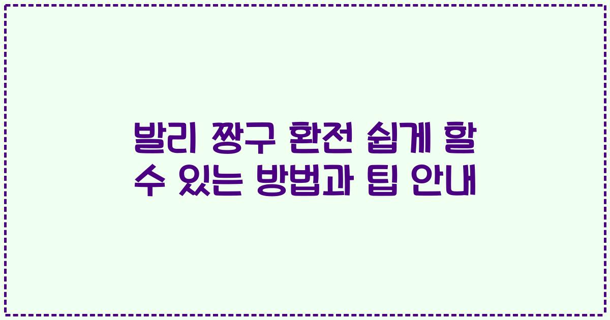 발리 짱구 환전 쉽게 할 수 있는 방법과 팁 안내